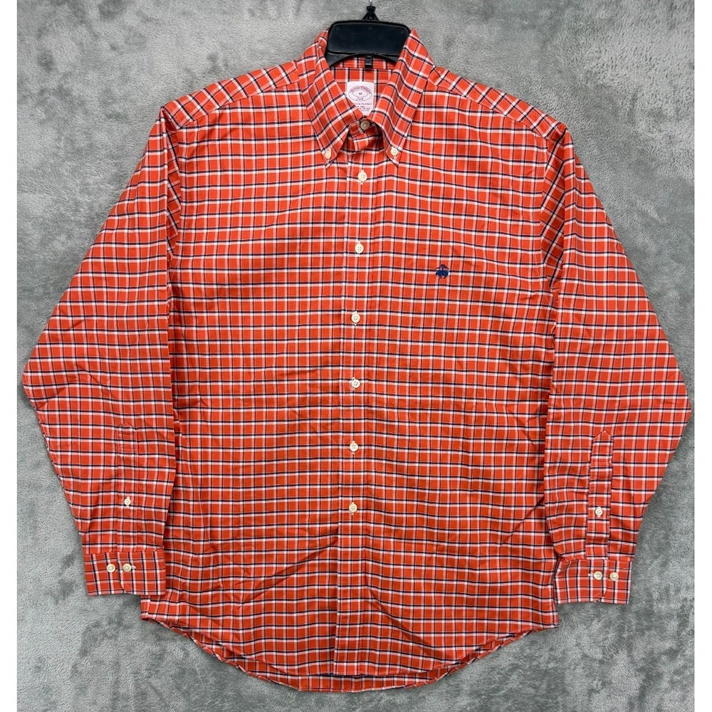 Brooks Brothers‎ Men's 346 Shirt Sz M Rust Plaid Long Sleeve Button Up